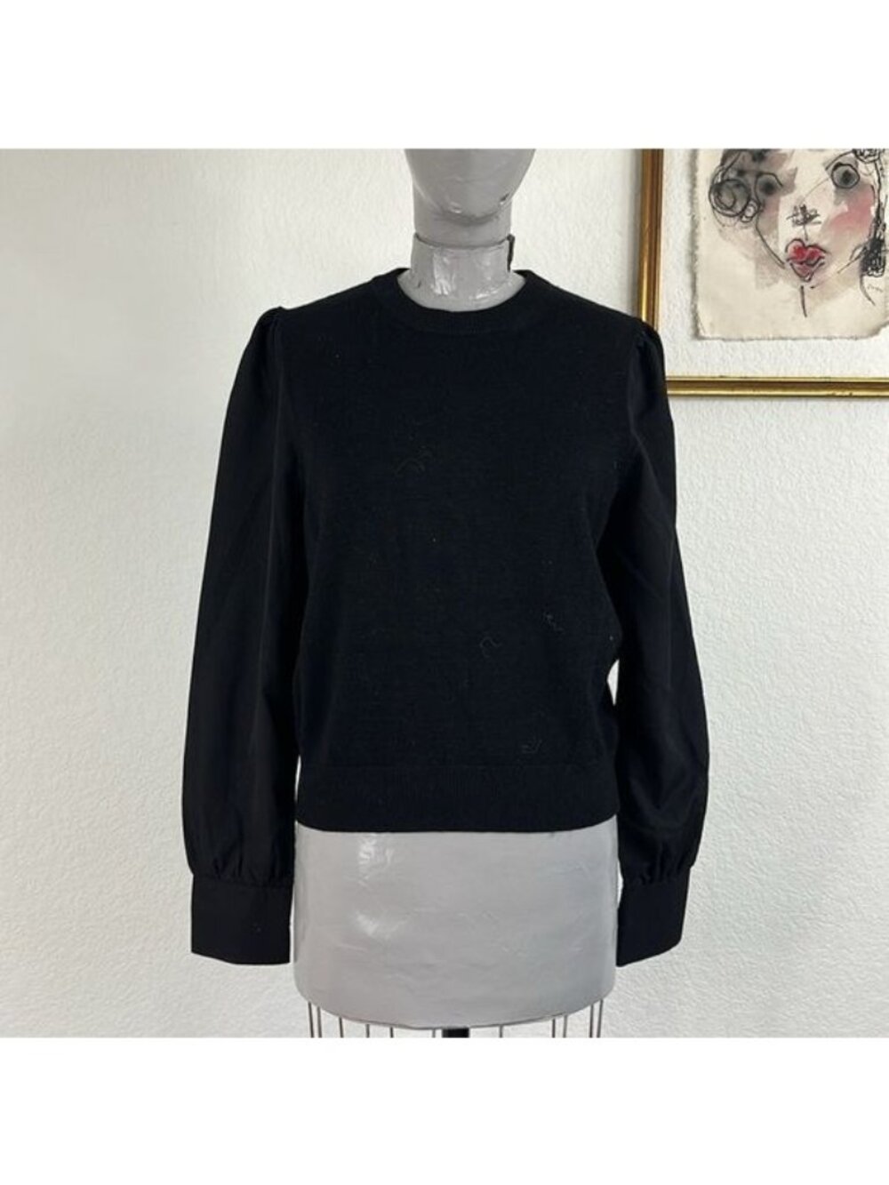 French Connection Addin Mixed Media Dress Shirt Sweater Sweater